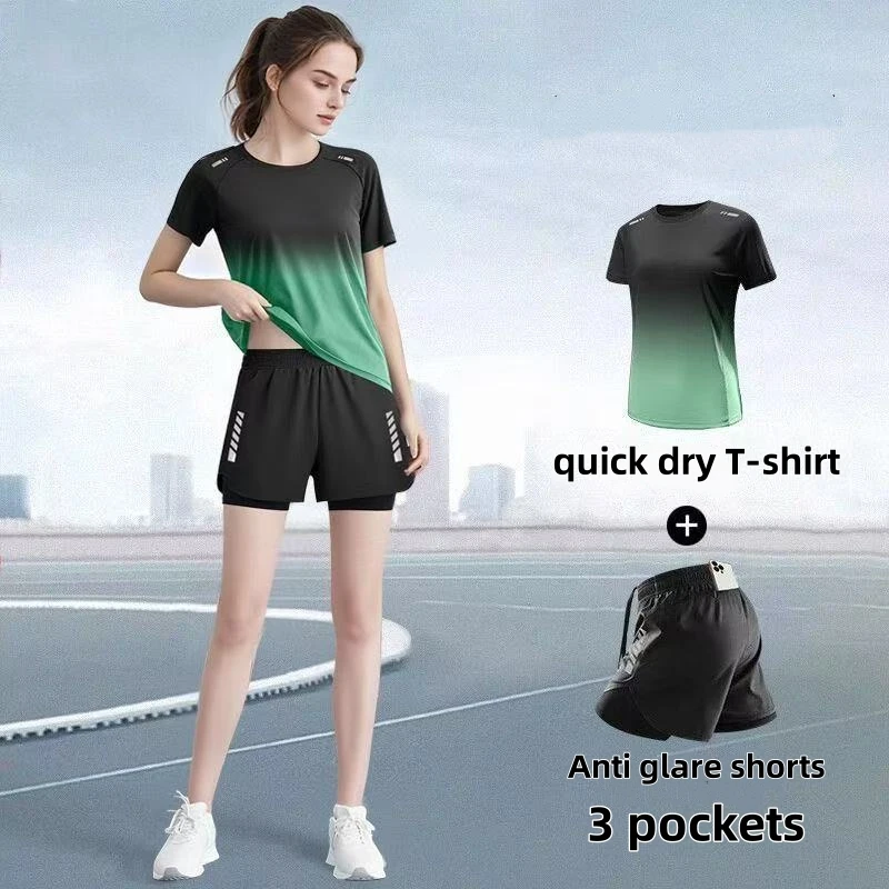 Badminton Outfit - Kadın spor giyim seti, koşu şortları,